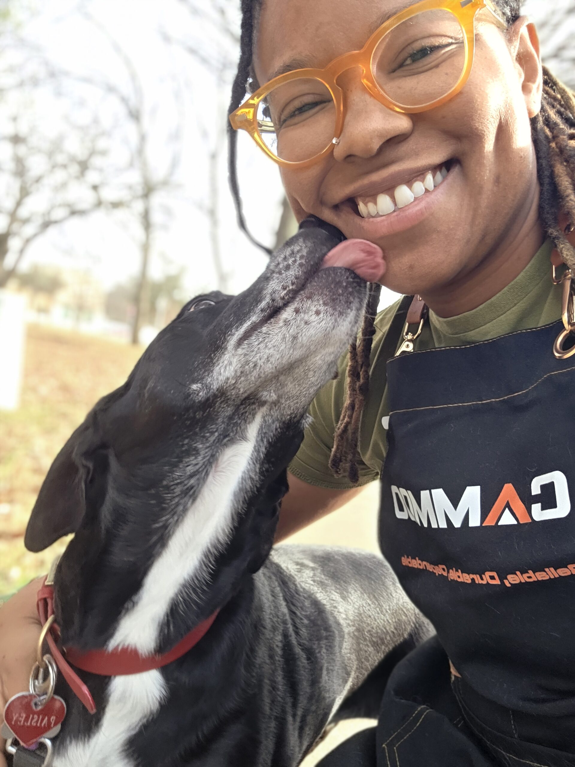 Dog licking woman Dog licking woman